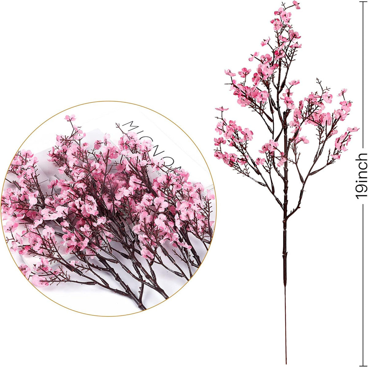 15 Pcs Babys Breath Artificial Flowers Gypsophila Bouquets Bulk Real Touch Fake Silk Flowers for Home Wedding DIY Floral Arrangement Kitchen Table Centerpiece Festival Decoration (Pink)