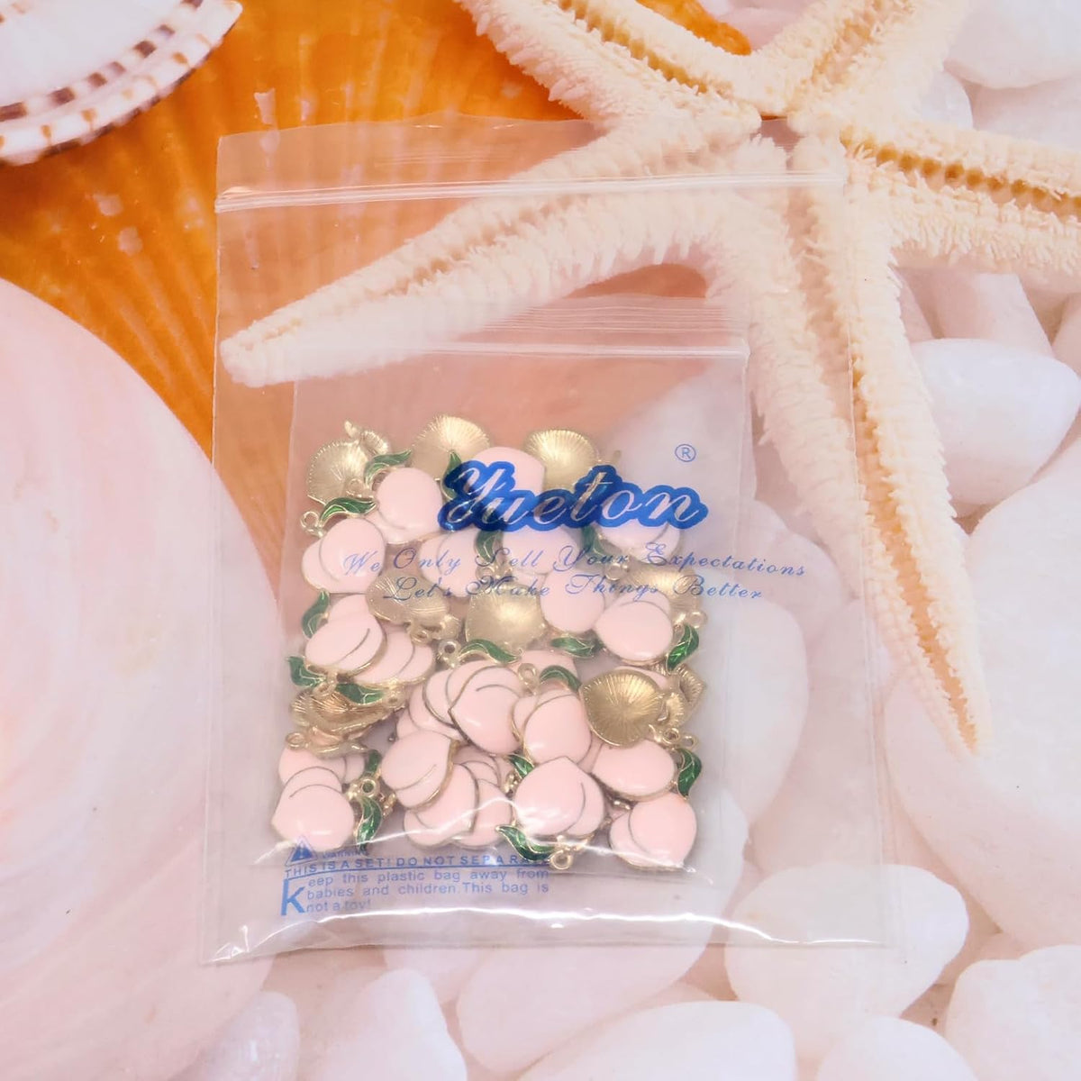 40PCS Enamel Alloy Charms: Dainty Pink Peach Pendants for Jewelry Making