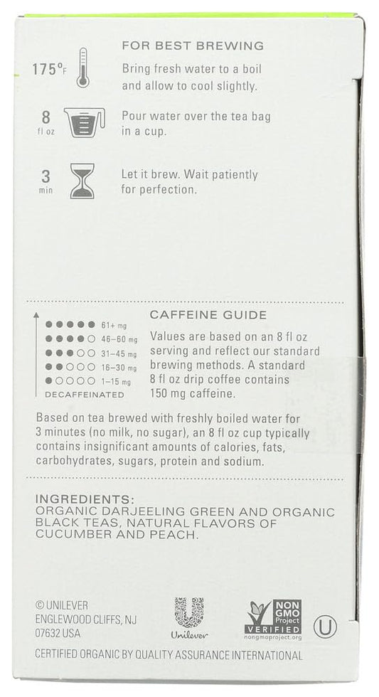 Tea Bag Organic Peachy Green Tea, 20 CT (Pack of 2)