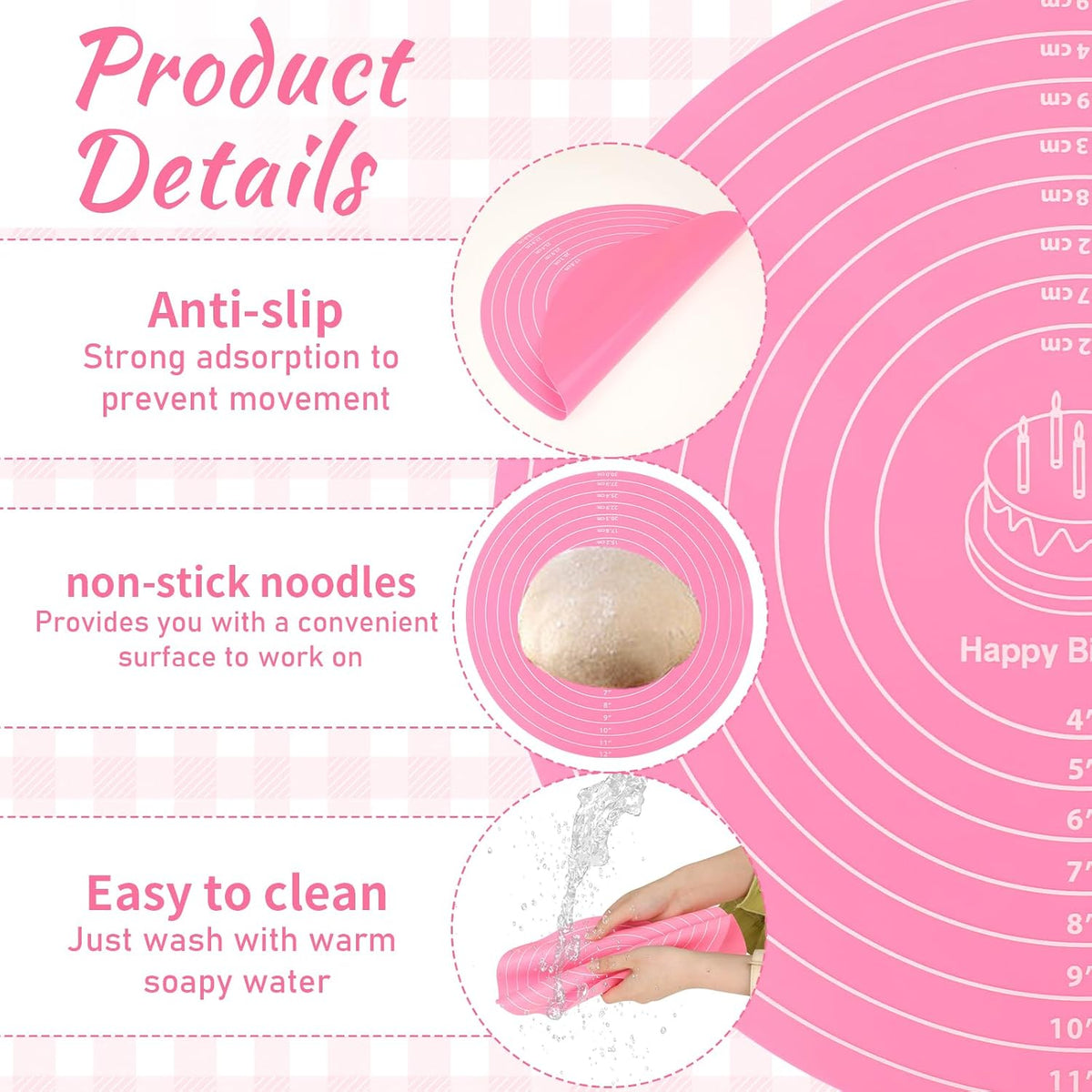 2Pcs 12" Silicone Cake Mat Non Slip Cake Turntable Mat