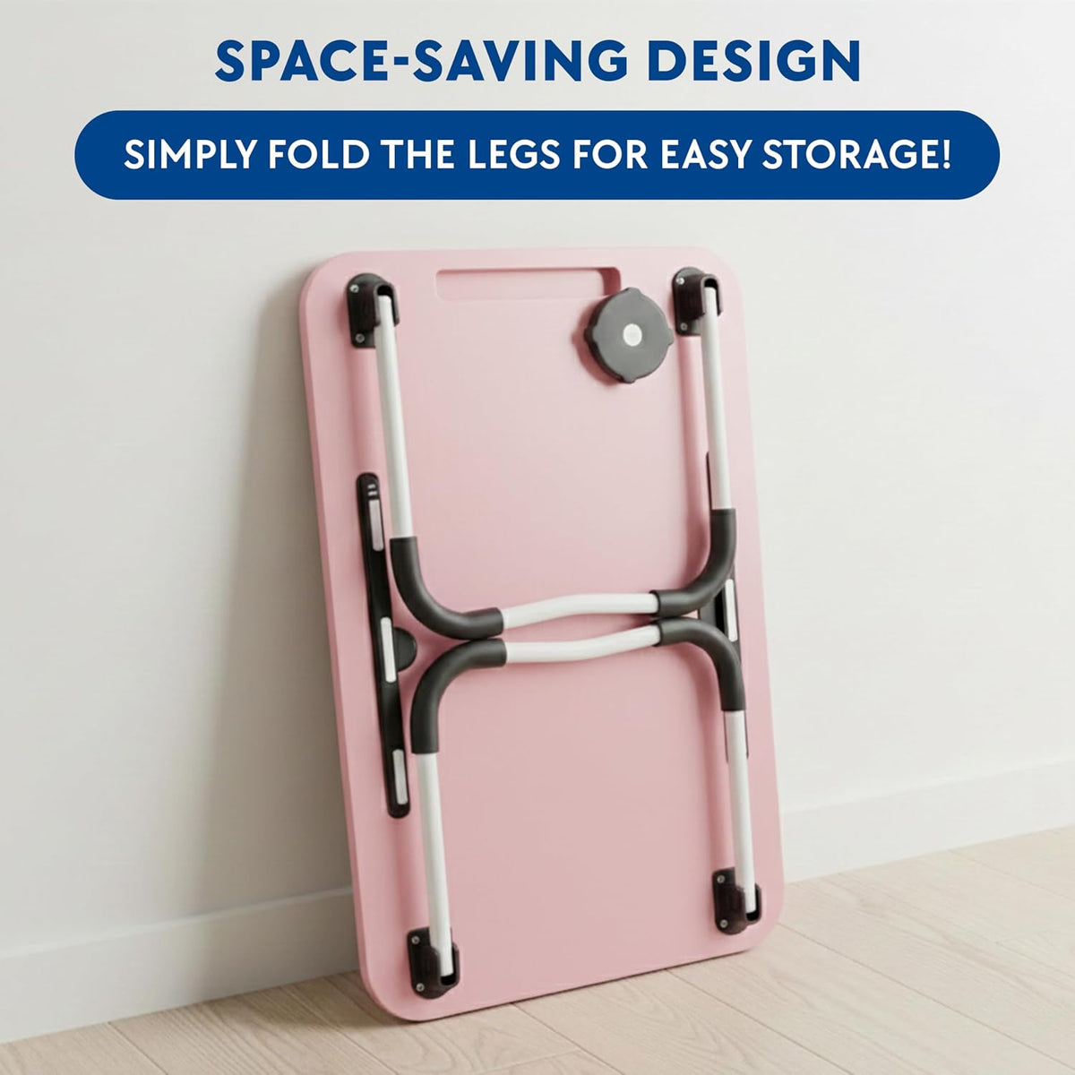 Laptop Bed Table, Laptop Desk with Foldable Legs & Cup Slot, Portable Tablet Notebook Stand Breakfast Bed Tray with Curved Design Charging Slot & Handle for Sofa, Bed (Pink and Green) (Pink)