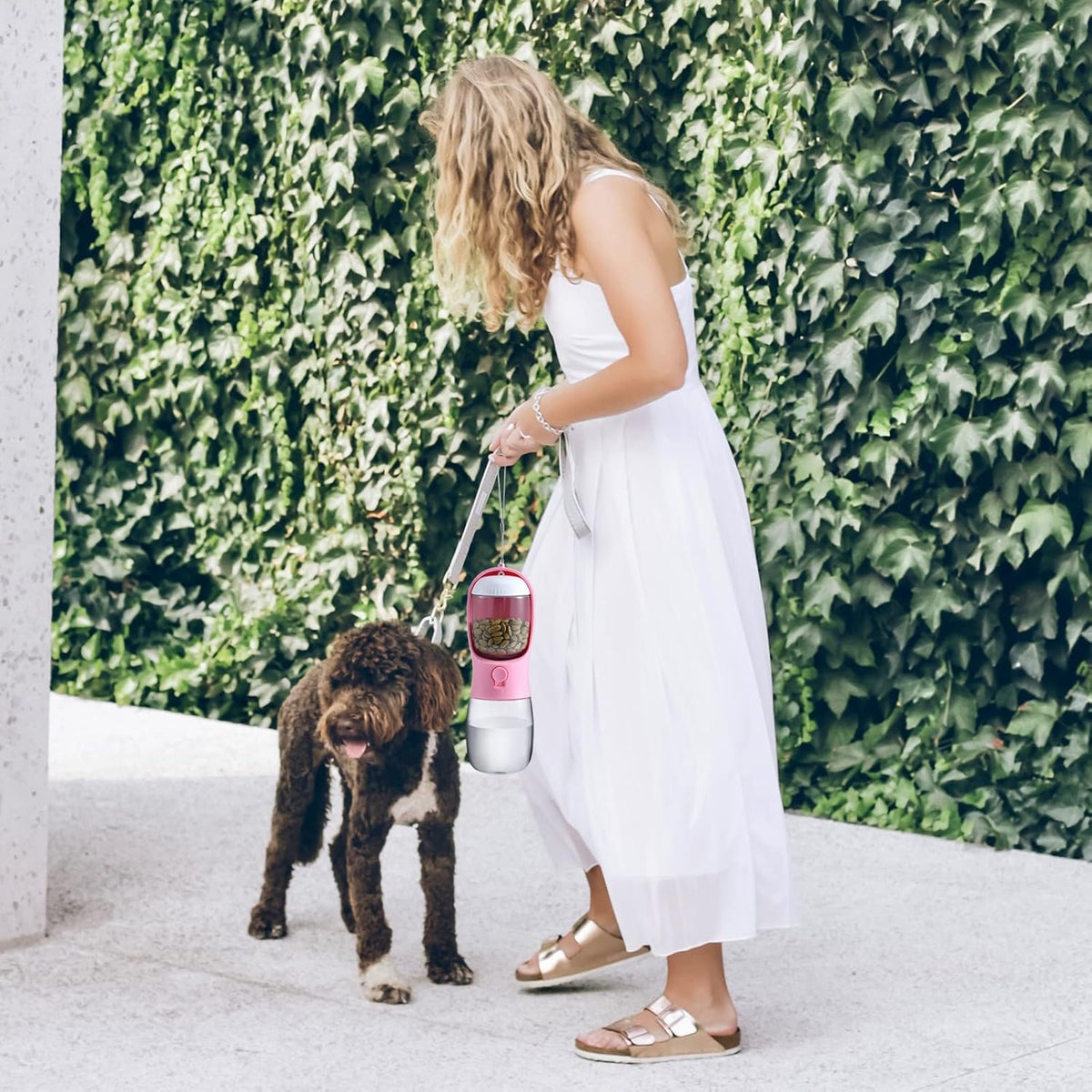 Dog Water Bottle Portable with Food Container & Filter for Travel