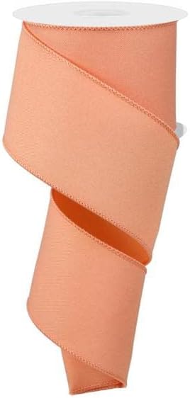 Craig Bachman Peach Wired Ribbon 2.5 inch x 10 Yards Diagonal Weave Wreath Making Supplies Burlap Ribbon Alternative for Bow Maker Crafts Spring Decor Bulk Trim