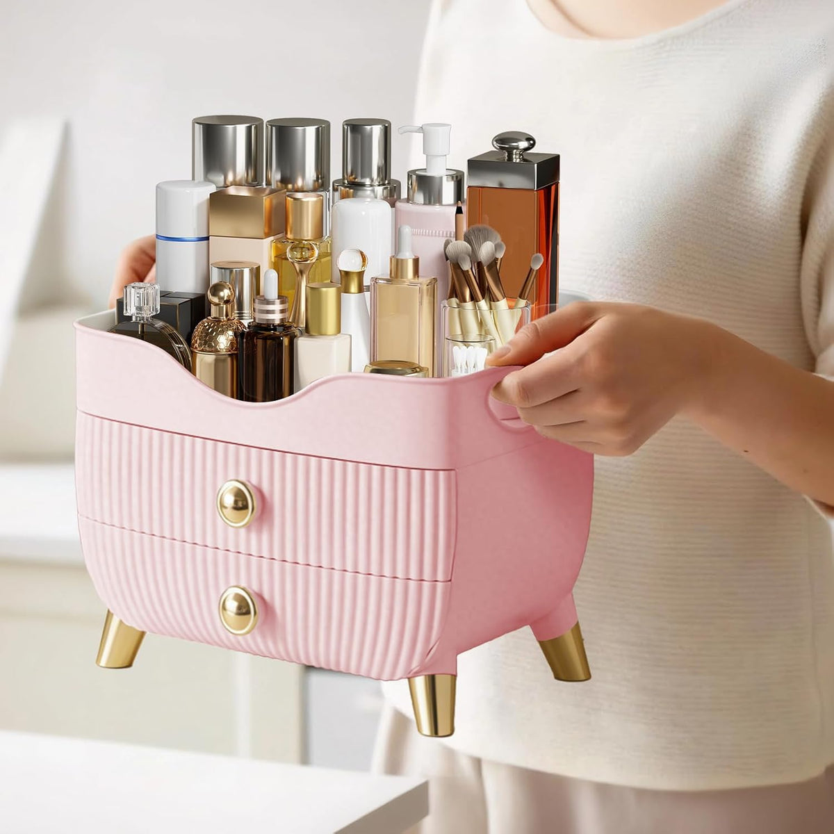 Makeup Organizer Countertop, Large Capacity Skincare Organizer for Vanity