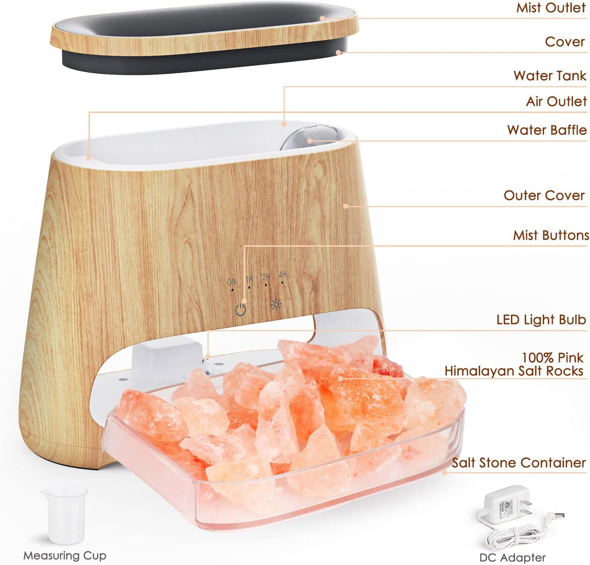 2-in-1 Essential Oil Diffuser for Home & Himalayan Salt Lamp, 150ml