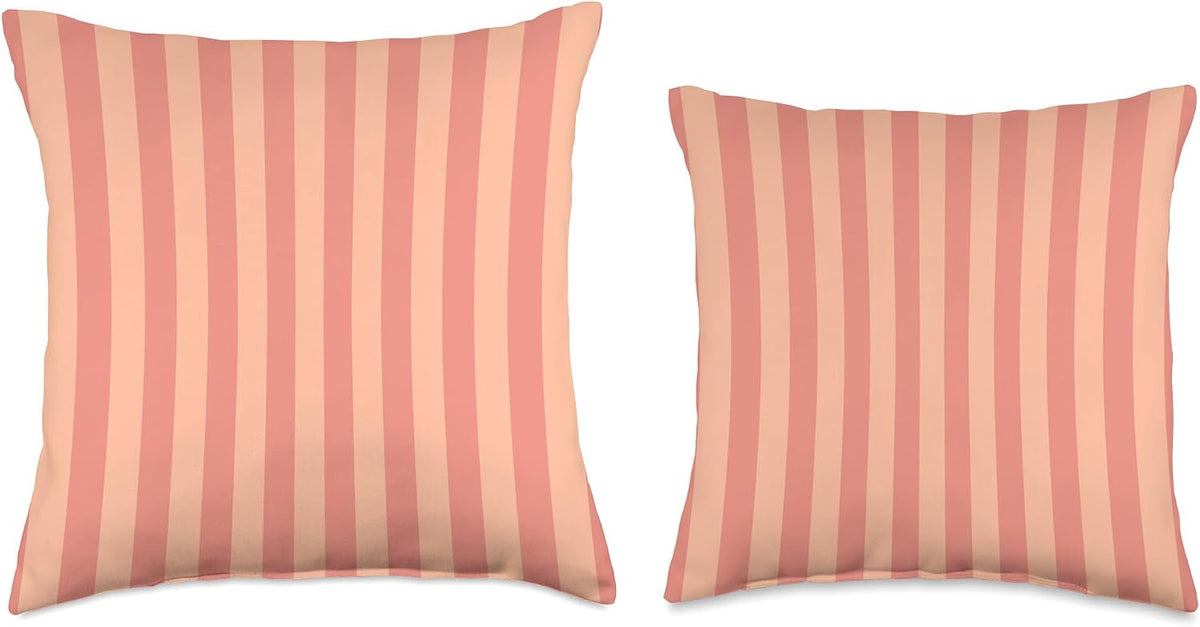 Modern Vertical Stripe Pattern Orange Peach Summer Vibes Throw Pillow
