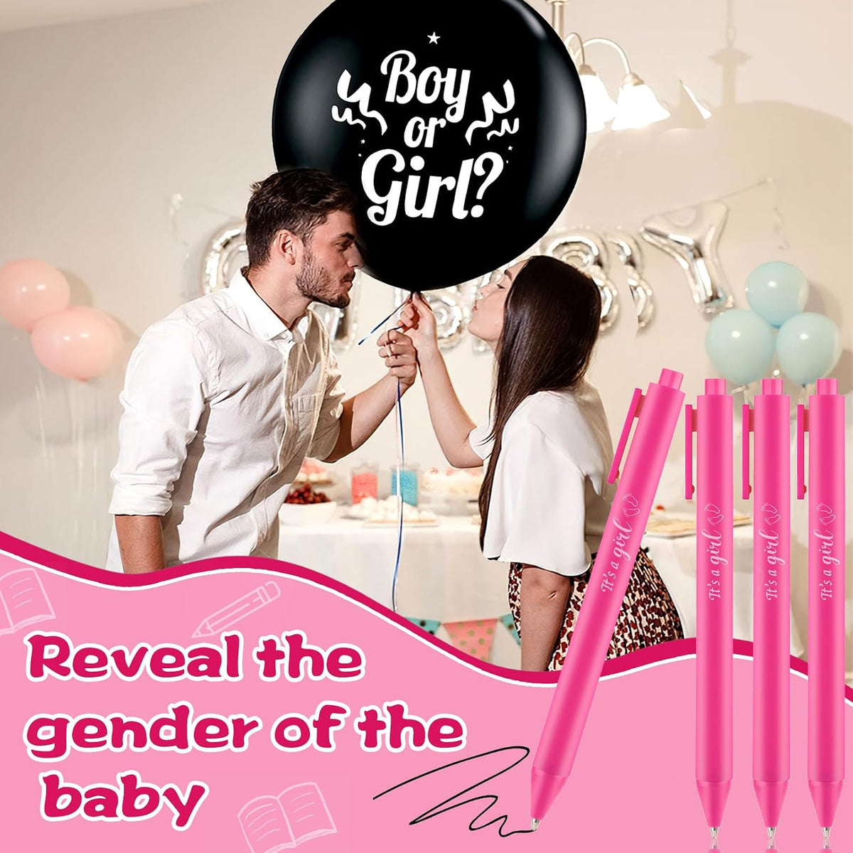 60 Pcs Baby Shower Ballpoint Pen Baby Shower Party Favor Retractable Pink Ballpoint Pen with Black Ink for Girl Guest Teacher Student Office School Writing Journal Party Supplies