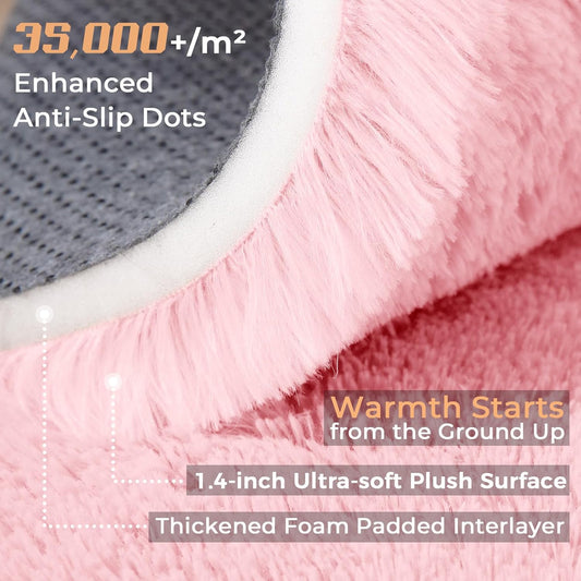 6ft Pink Circle Rug for Bedroom, Ultra-Soft Round Rugs 6-ft for Living Room, Fluffy Carpet for Nursery, Kids, Girl, Boy, Baby, Plush, Fuzzy, Shag, Shaggy, Cute Home Decor