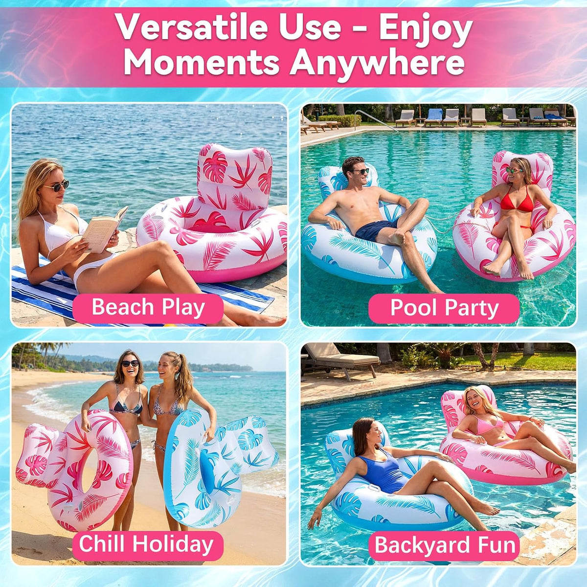 Inflatable Pool Floats Adult,Heavy Duty Pool Lounger Float,Floaties Chairs