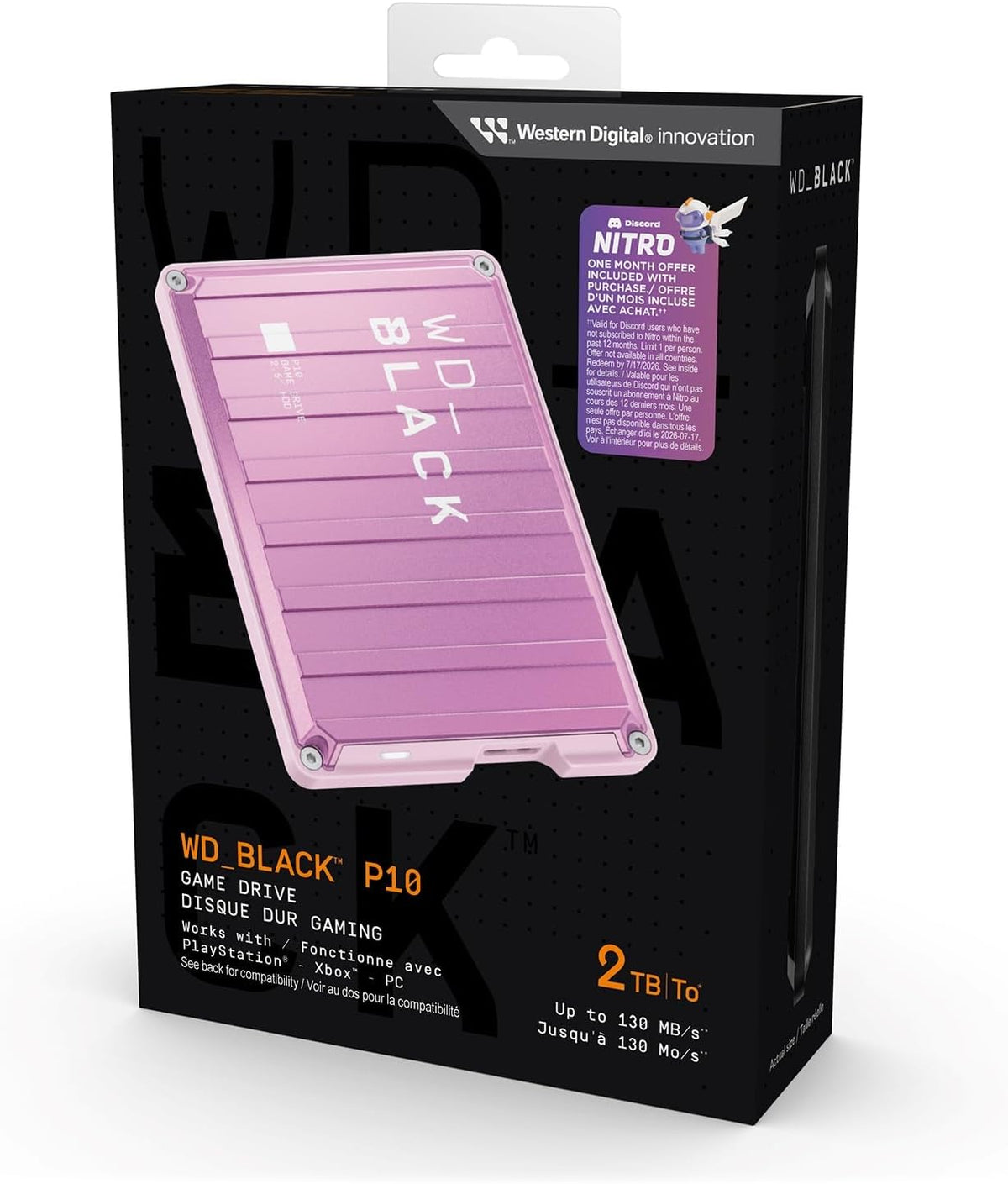 WD_Black 2TB Pink P10 Game Drive Portable External Hard Drive HDD, Works with PlayStation, Xbox, & PC - WDBA2W0020BPK-WES1