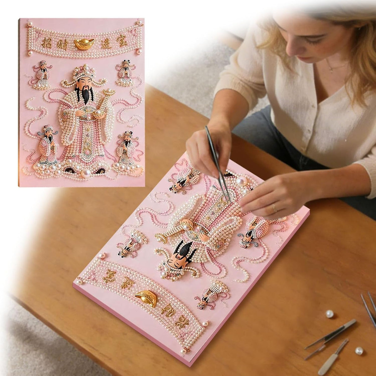Unique DIY 3D Pearl Painting Dreamy, Creativity Adults Beginner DIY Paintings, Elegant Art Crafts Kit for Adults Teens, Home Wall Decor, Birthday Gift, Family Activity (Pink)