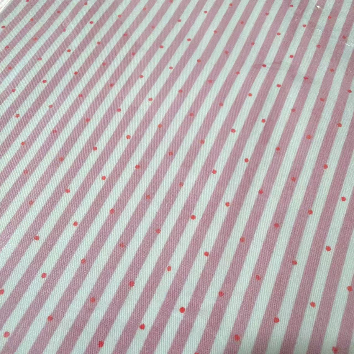 Light Weight Natural Cotton Fabric by The Yard DIY Making Supplies Quilting Patchwork Fabric DIY for Quilting Cotton Patchwork Cushions (Pink Striped dots, 1 Yard pre Cut)