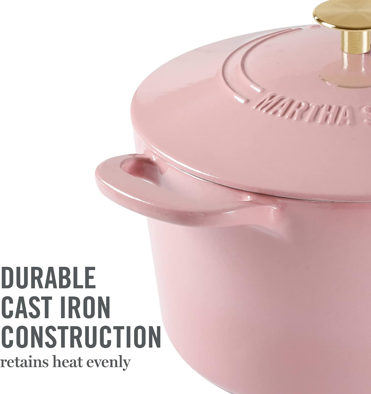 Gatwick 7-Quart Enamel Cast Iron Dutch Oven Pot with Lid – Pink – Heavy-Duty Dutch Oven for Slow Cooking, Braising & Baking