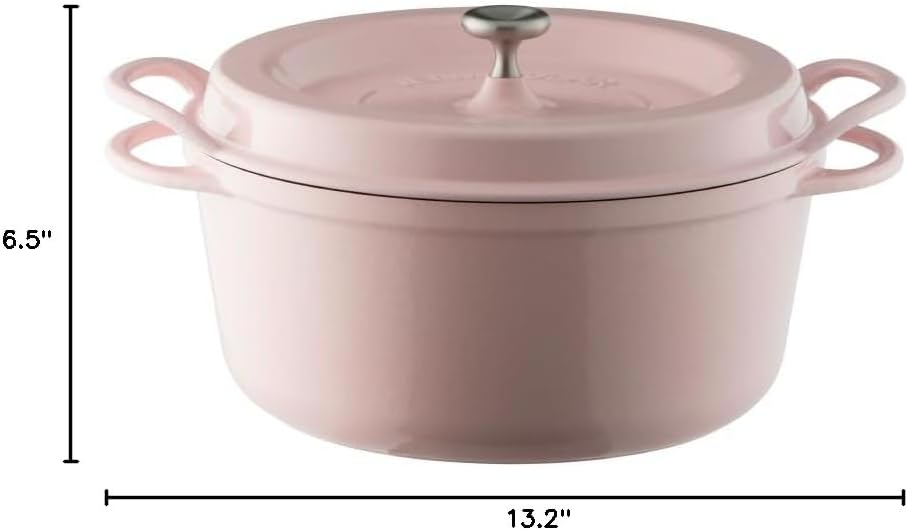 Vermicular Oven Pot 26cm (5.3qt), Enameled Cast Iron Pot - Pearl Pink