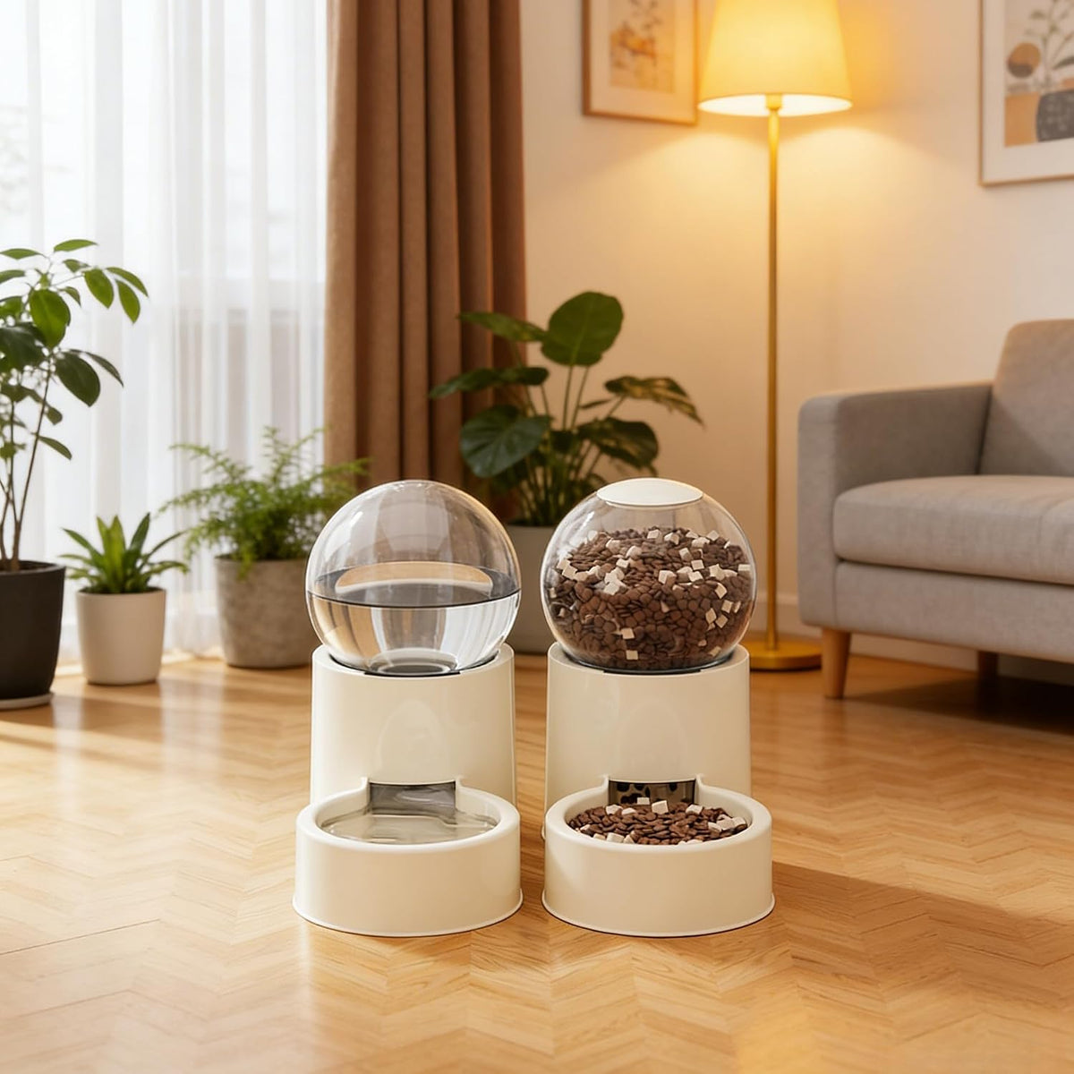 Small Automatic Pet Feeder and Water Dispenser Set with Pet Food Bowl