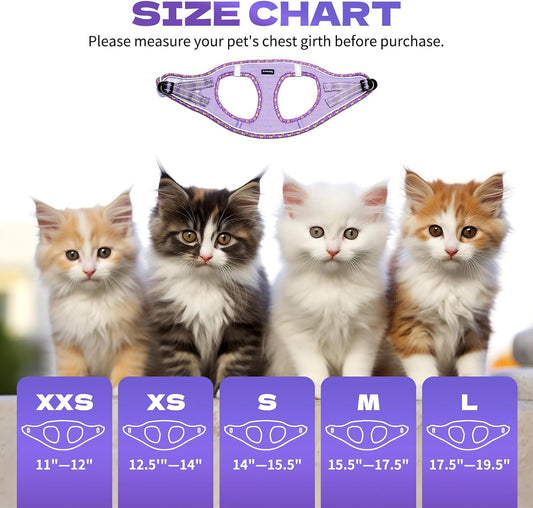 Cat Harness and Leash Set, Escape Proof Kitten Harness, Soft and Breathable Vest with Reflective Strip, Easy to Wear for Cats Walking and Traveling (Pink, S)
