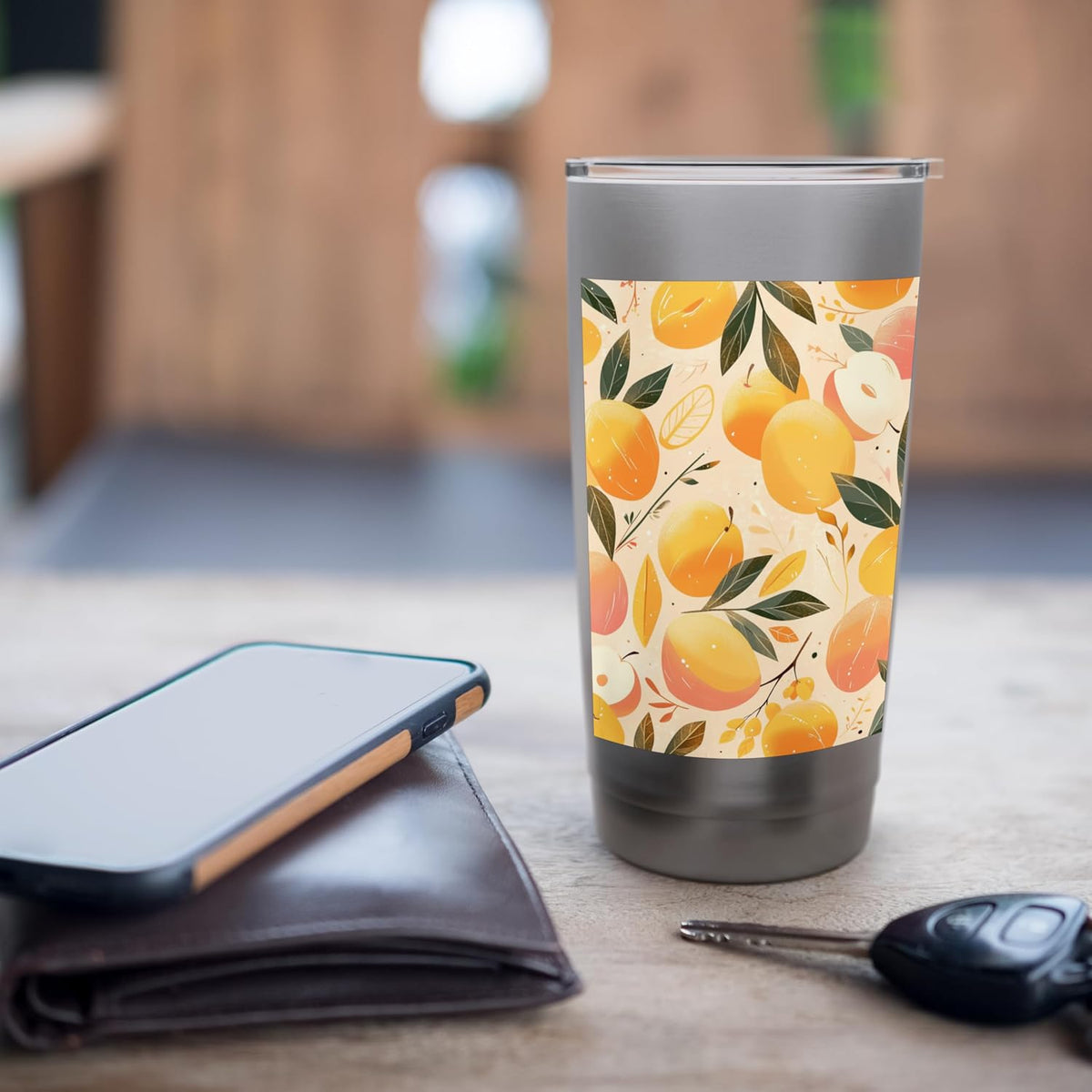 Peach Pattern Art Stainless Steel Insulated Tumbler