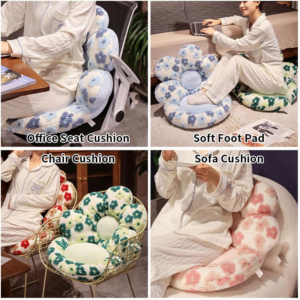 Flower Chair Cushion with Backrest Comfortable Office Chair Pad Student Dormitory Seat Cushion for Sedentary Group Home Decor