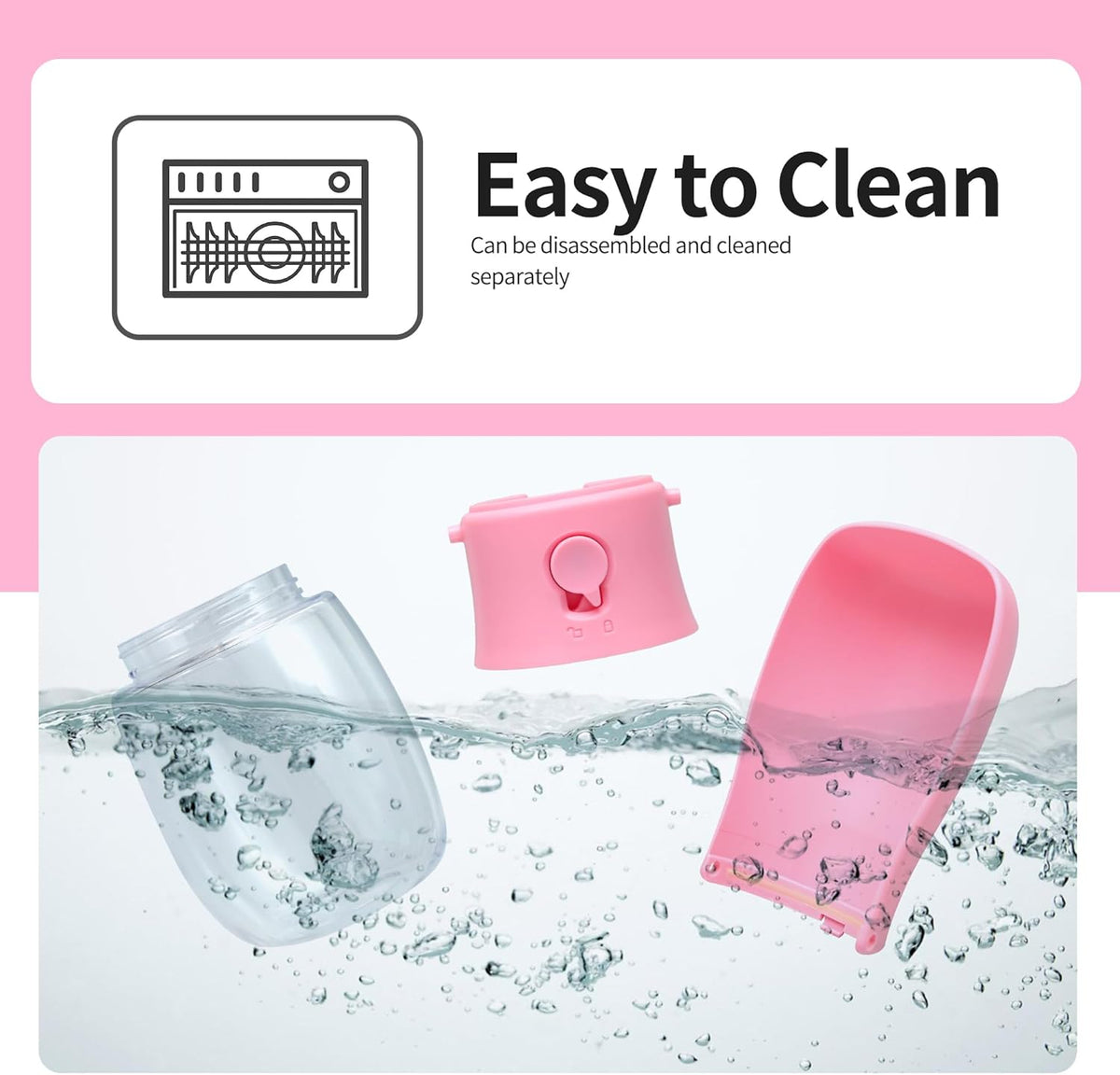 Portable Dog Water Bottle 10oz Pink