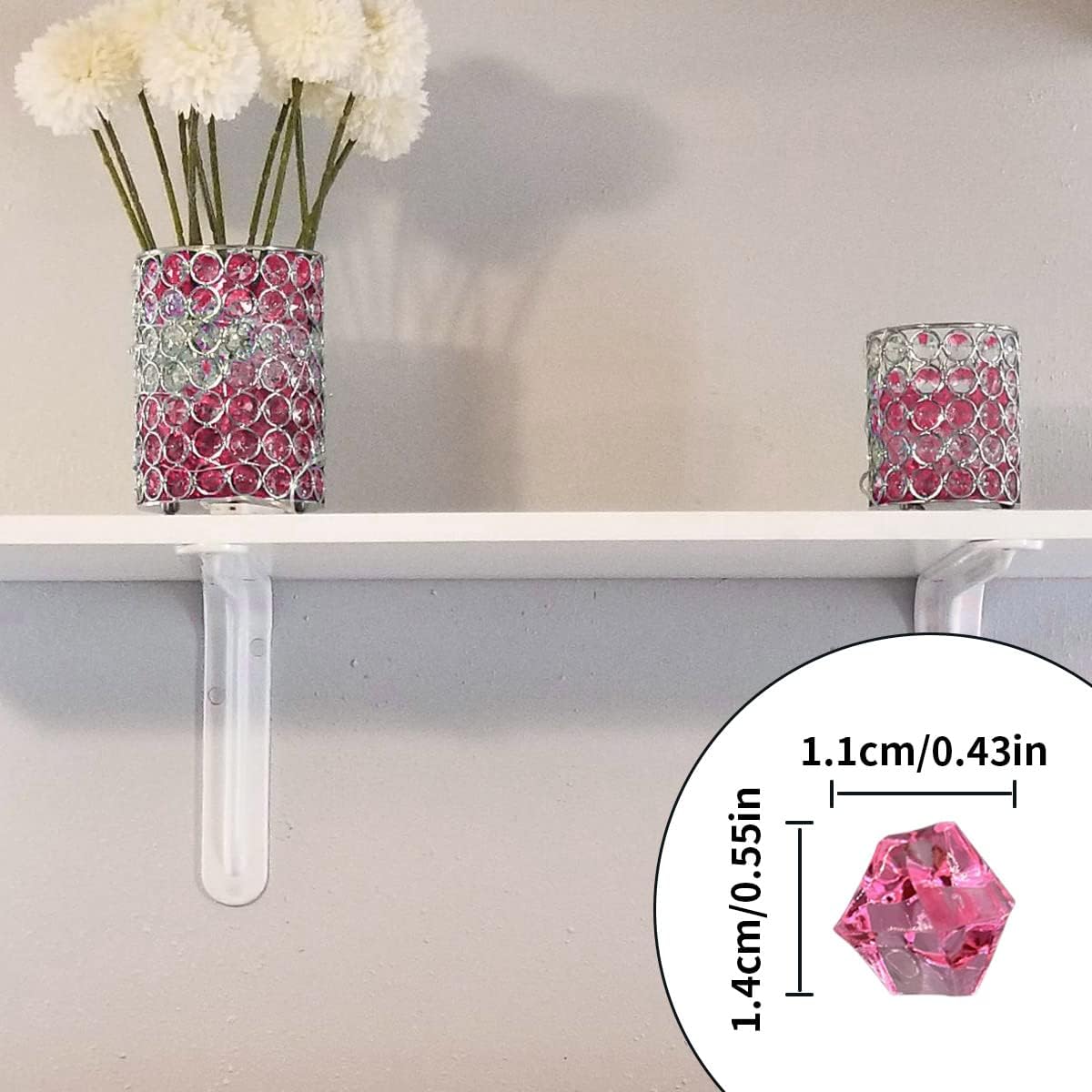 300 Pcs Acrylic Ice Rocks Crystals Gems, Bulk Fake Crystals, Plastic Diamonds for Vase Filler Wedding Decoration Table Scatter Party Arts Crafts Display (Pink)
