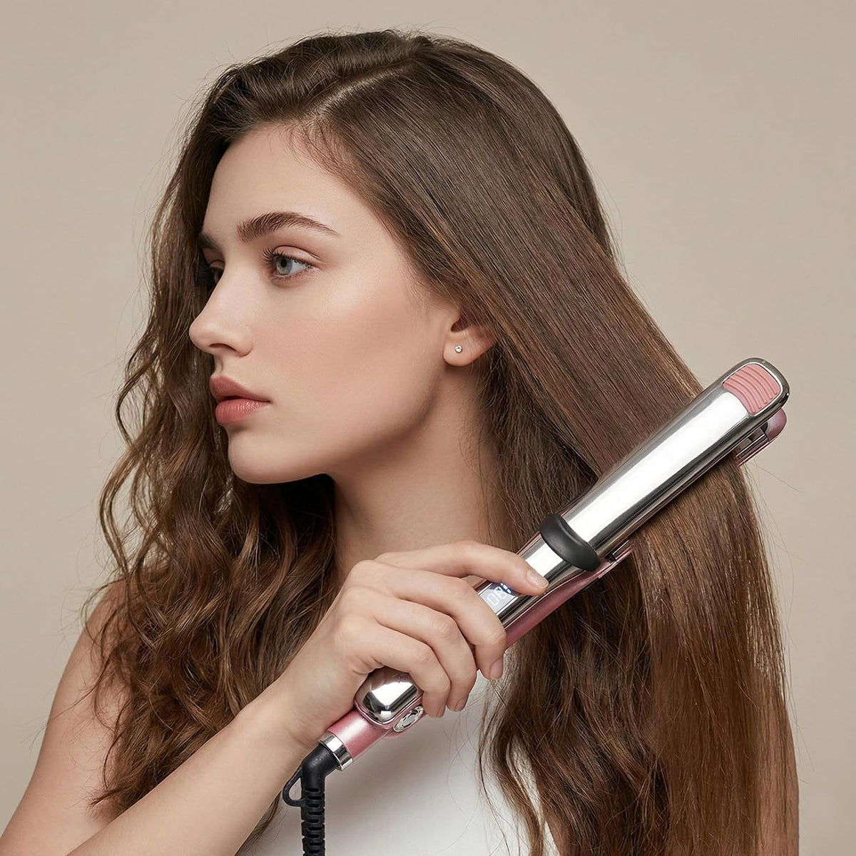 Professional 1.25 Inch Titanium Flat Iron, Straightener & Curler