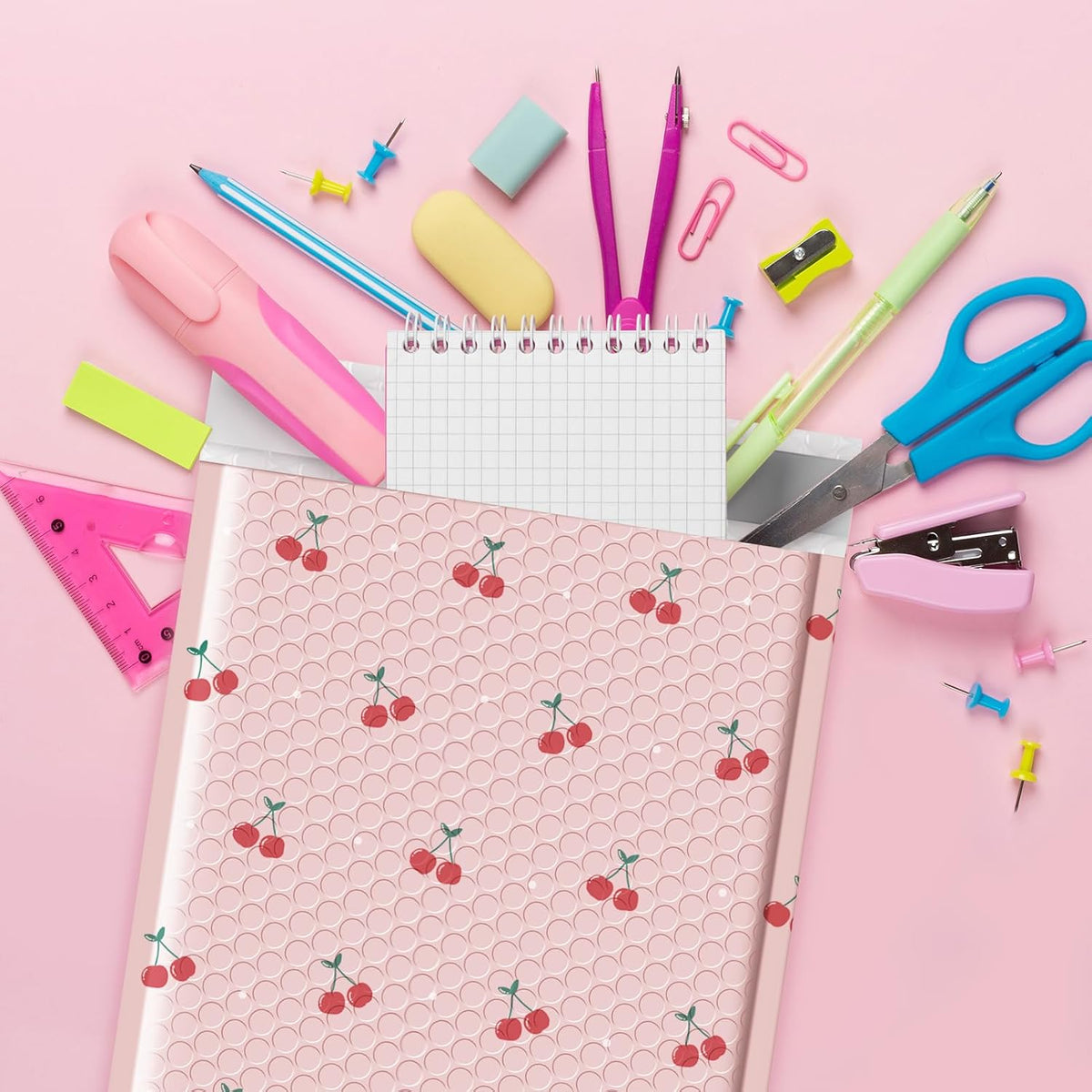 Cute Bubble Mailers 6x10 Inch 100 Pack Cherry Pink Padded Mailers
