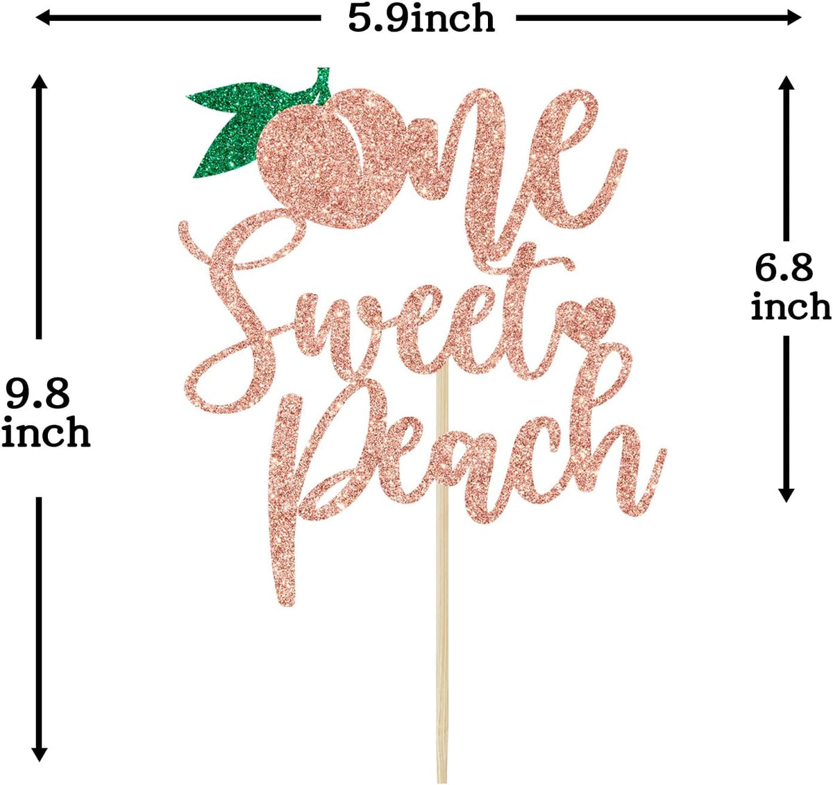 One Sweet Peach Cake Topper, Sweet as a Peach, 1st Birthday Cake Topper, Peach Baby Shower Birthday Party Decorations, Rose Gold Glitter