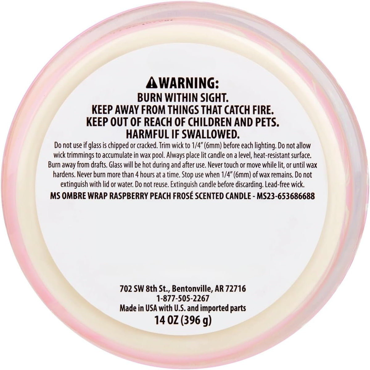 3-Wick Ombre Wrap Raspberry Peach Candle, 14-Ounce