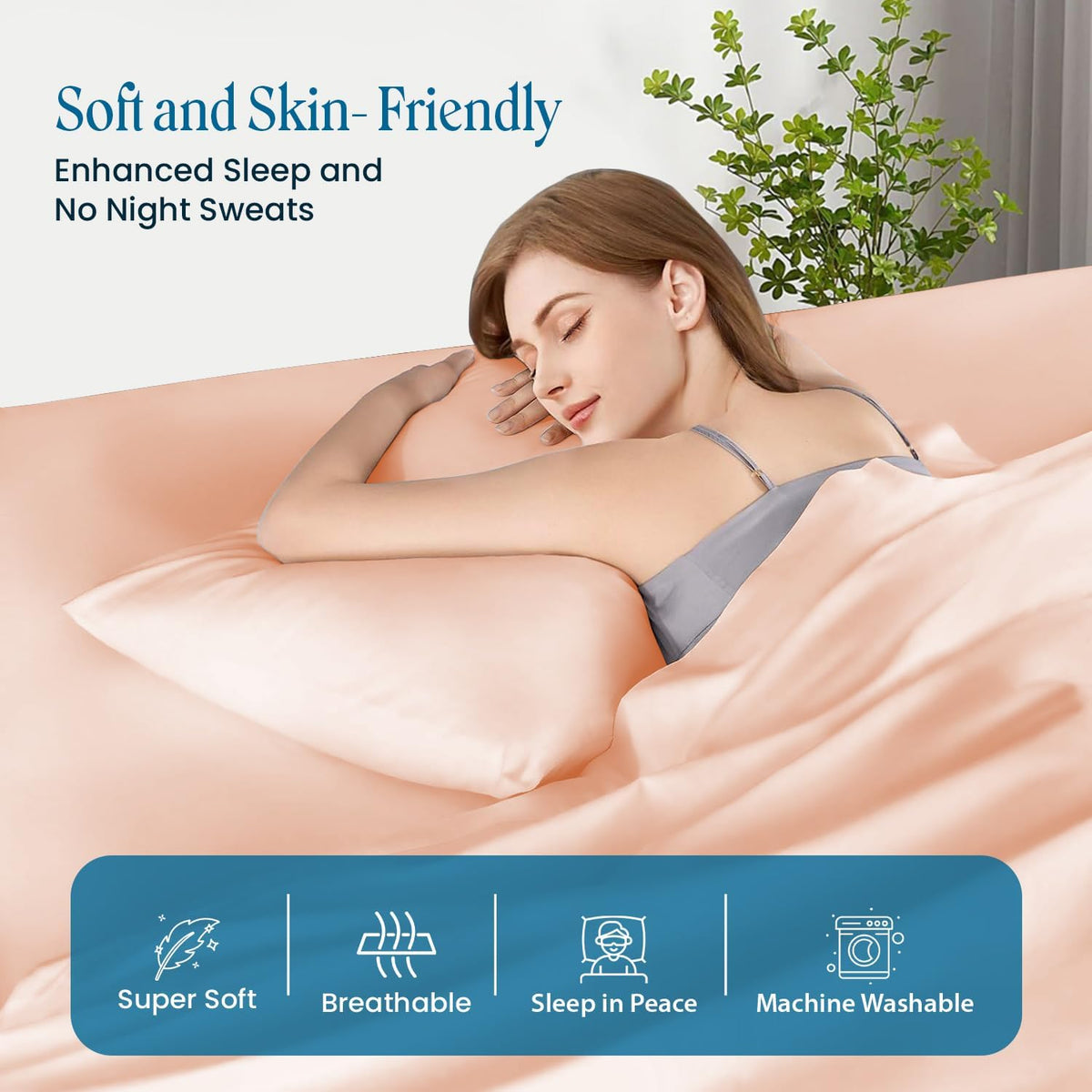 Standard 20"x26" Pillow Cases - 2 Pack - Envelope Closure 600 Thread Count Egyptian Cotton Pillow Case Breathable & Skin-Friendly Peach Solid