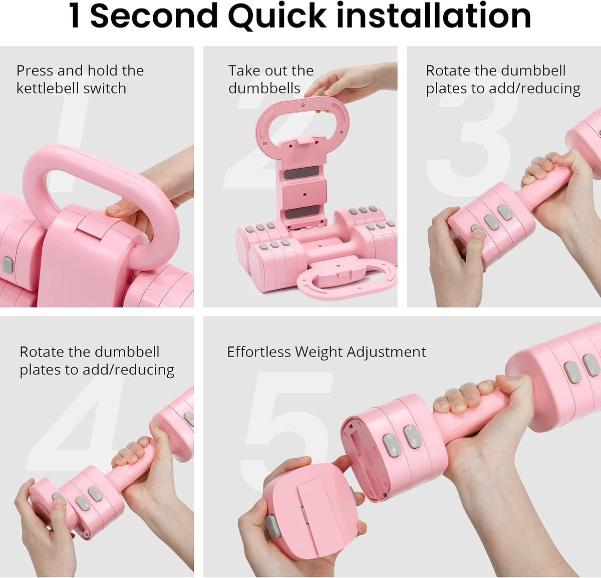 2-in-1 Adjustable Dumbbell Set for Women - 4 Levels (2.2lbs to 12.1lbs) - Home Gym Weights for Women at Home - Fitness Dumbbells