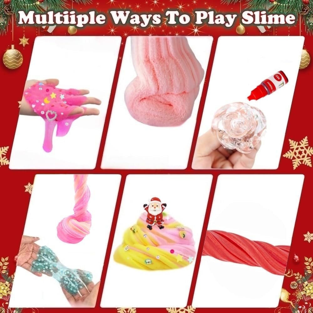 Advent Calendar 2025 Slime-Christmas Countdown Calendar - 24 Days of Surprises with DIY Slime Kit - Funny Christmas Slime Gifts Toy for Kids 4 5 6 7 8 9 10 11 12 Year Old Toddlers Girls Tweens