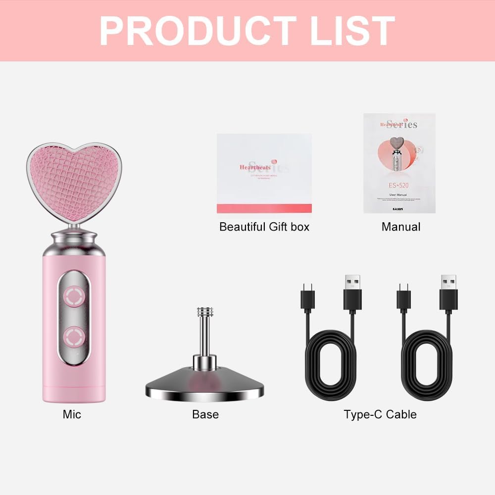 HB128 USB Gaming Condenser Mic Pink Heart Design Plug & Play
