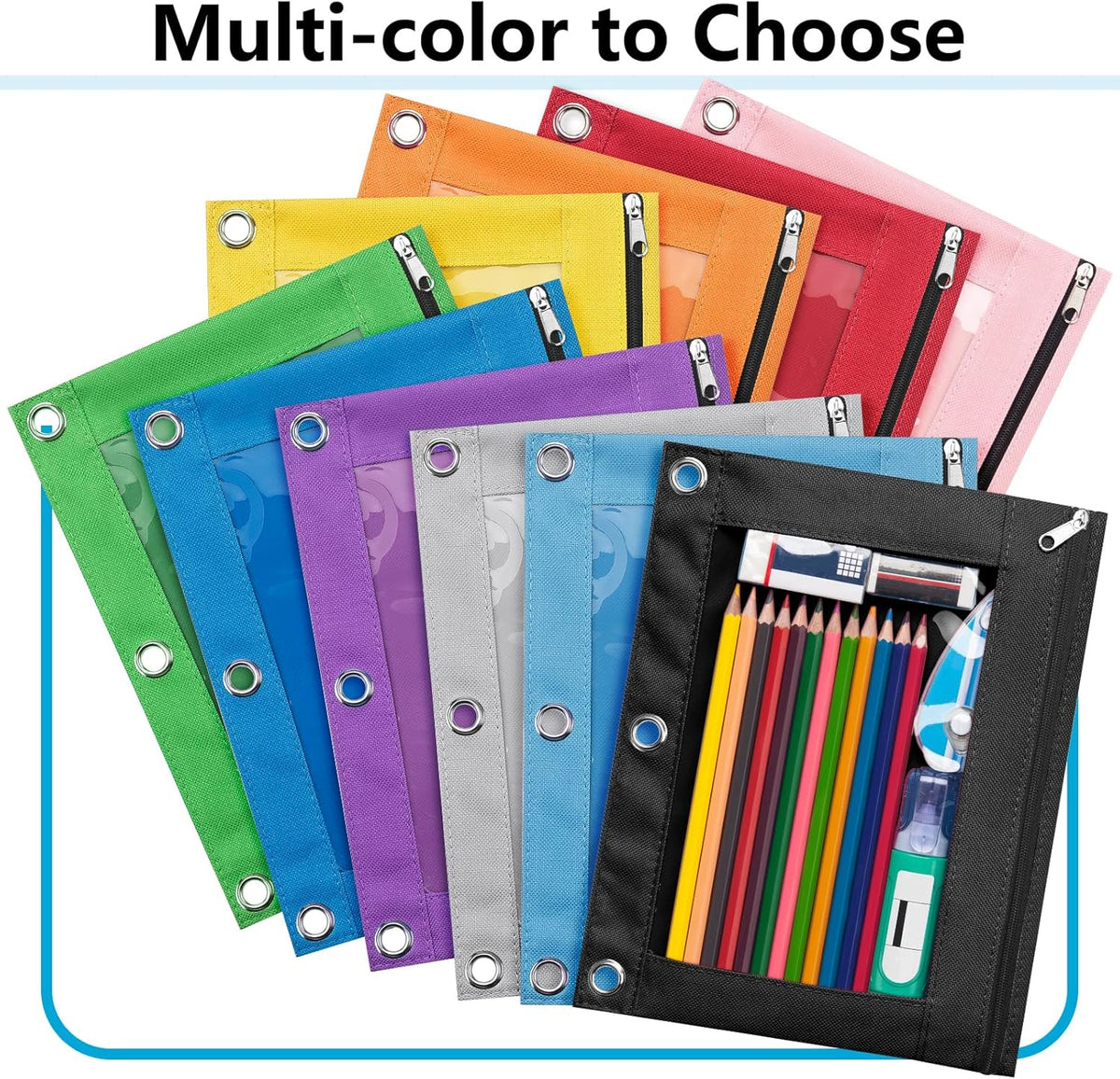 Pencil Pouch for 3 Ring Binder, Binder Pencil Case with Binder