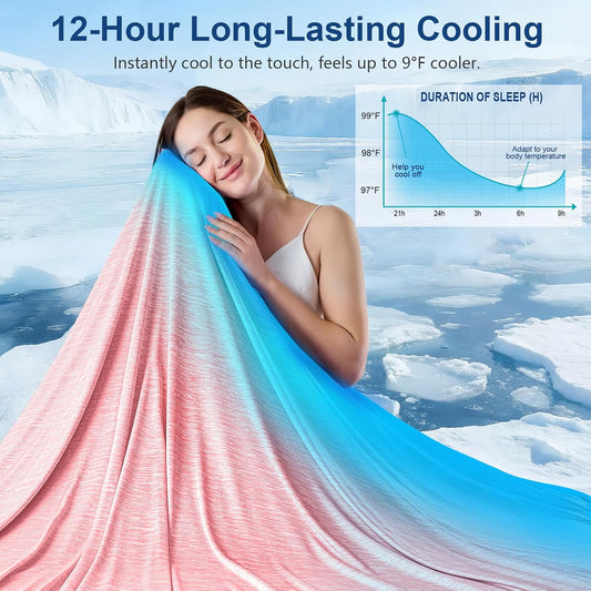 KMUSET Cooling Blanket Twin (60"x80"), Double Sided Summer Cooling Blankets for Hot Sleepers & Night Sweats, Soft Lightweight Blanket for Dorm Room Essentials, Picnic, Gifts for Women Peach Pink