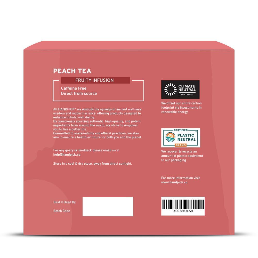 Peach Tea Bags (80 Count) Non-GMO, Caffeine-Free - Peach, Hibiscus, Cinnamon, Cloves, Ginger | Floral & Refreshing Herbal Tea Bags, Brew Iced Tea or Hot Tea