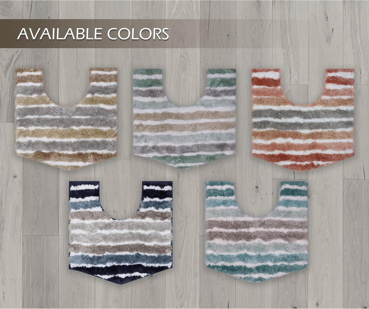 Luxury Toilet Rugs U-Shaped 20x20, Extra Soft and Absorbent Microfiber Bathroom Rugs, Non-Slip Plush Shaggy Bath Mat, Machine Wash Dry, Contour Bathroom Mats for Toilet Base, Coral