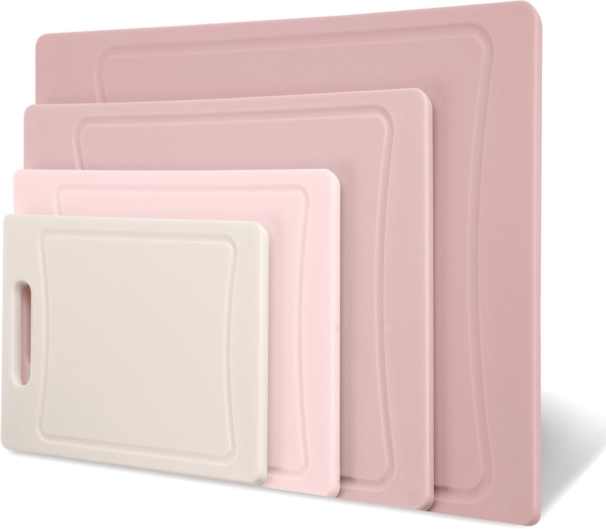 Non-Slip Cutting Board Set – Kitchen Essentials with Easy Grip Handle for Meat, Veggies, and Fruits, 4 Cutting Boards, Pink