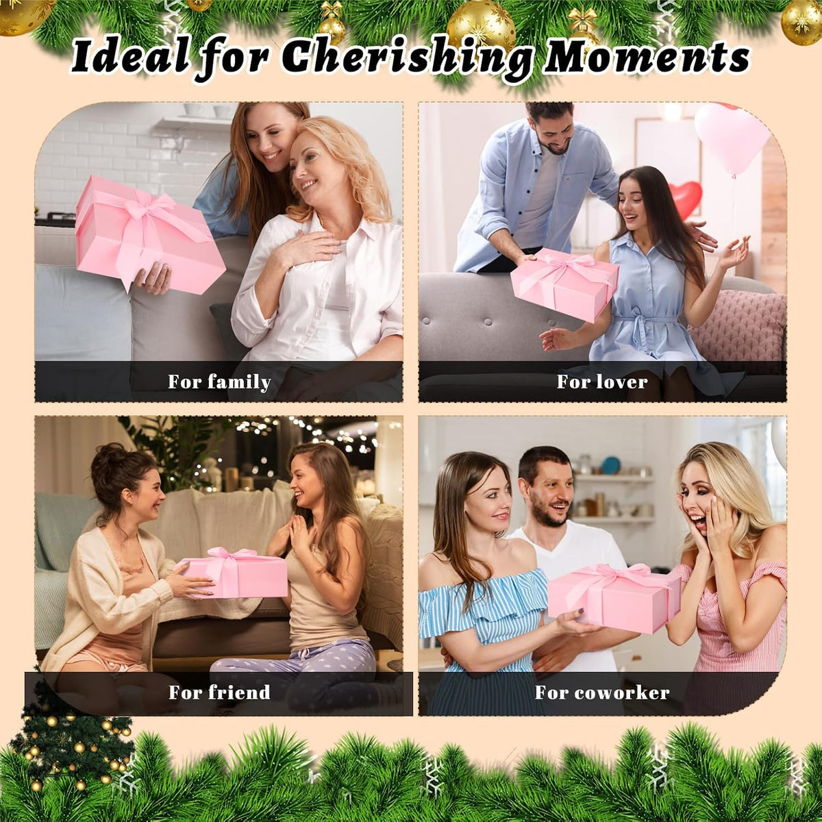 Pink Gift Box 11’’x7.2”x3.5”, Glossy Magnetic Gift Box with Lid for Present Contains 1-1/2’’ Widened Ribbon, Liner Paper, Card for Christmas, Valentine's Day, Wedding, Birthday