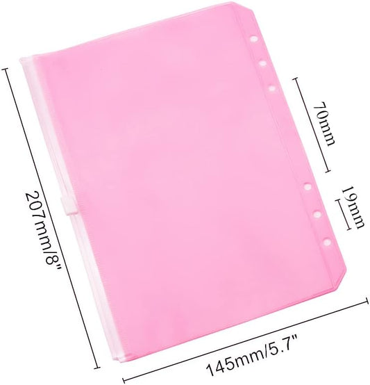 Pink A5 Binder Pockets 12pcs Zipper Cash Envelopes