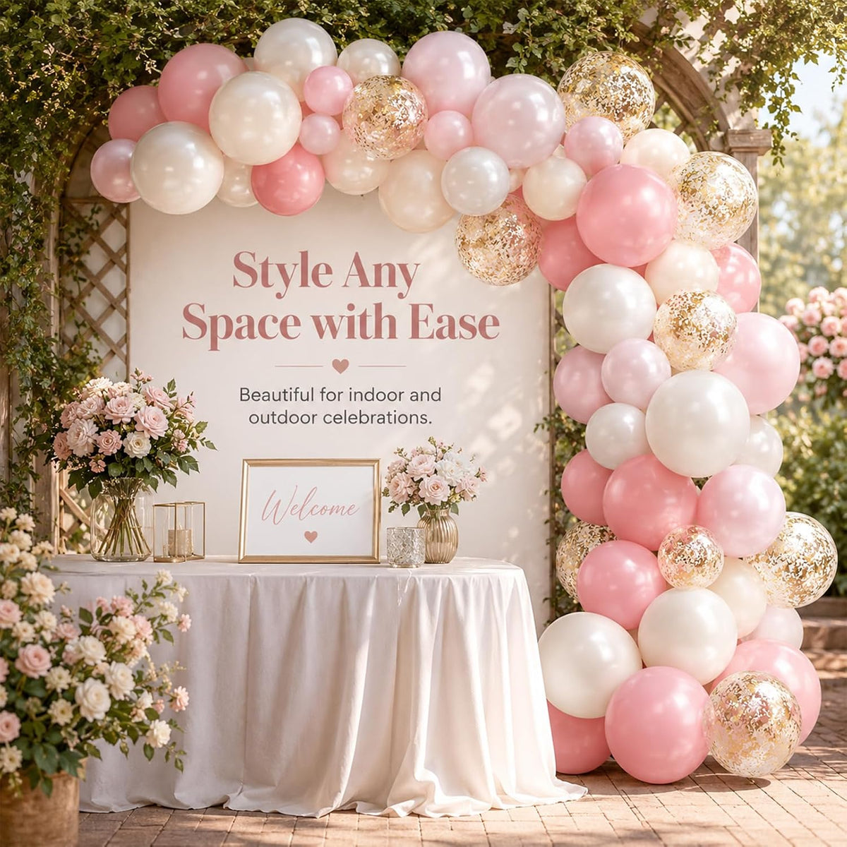 Pink and Gold Balloons, 50PCS 12 Inch Double Stuffed Metallic Balloons