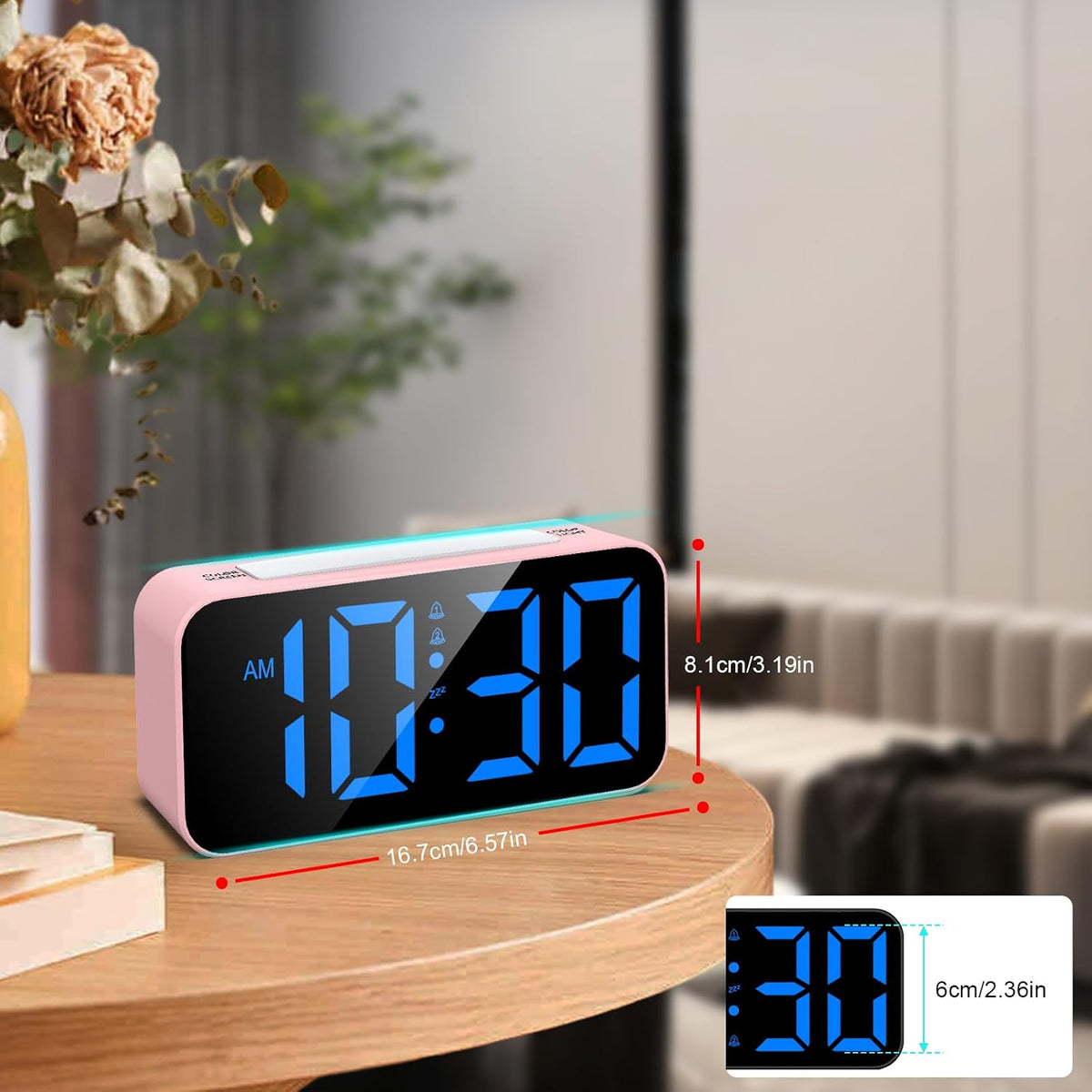 Loud Alarm Clocks for Bedrooms Heavy Sleepers, Digital Clock with Night Light, Large Display, Dual Alarm, Snooze, Dimmable Bedside Alarm Clock for Teens