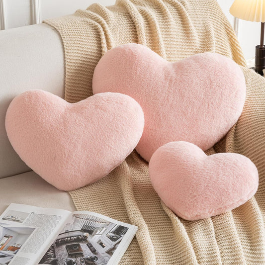 Heart Pillow, Heart Shaped Pillow for Bed Couch, Soft Decorative Heart Throw Pillow, Cute Decorate Pillows, Heart Pillows for Bedroom Living Room (Pink, Mini 12.9"x9.8")