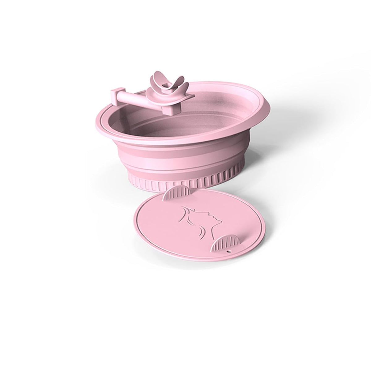 Face Ice Bath Bowl with Ice Tray & Breathable Hose, Foldable Silicone Pink