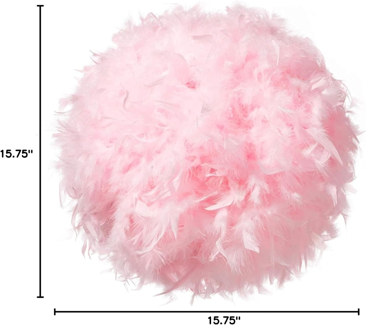 15.7 inches Feather Lamp Shade for Ceiling Pendant Light, Lampshade for Table Lamp and Floor Lamp for Living Room, Bedroom, Wedding or Party Decoration, Pink
