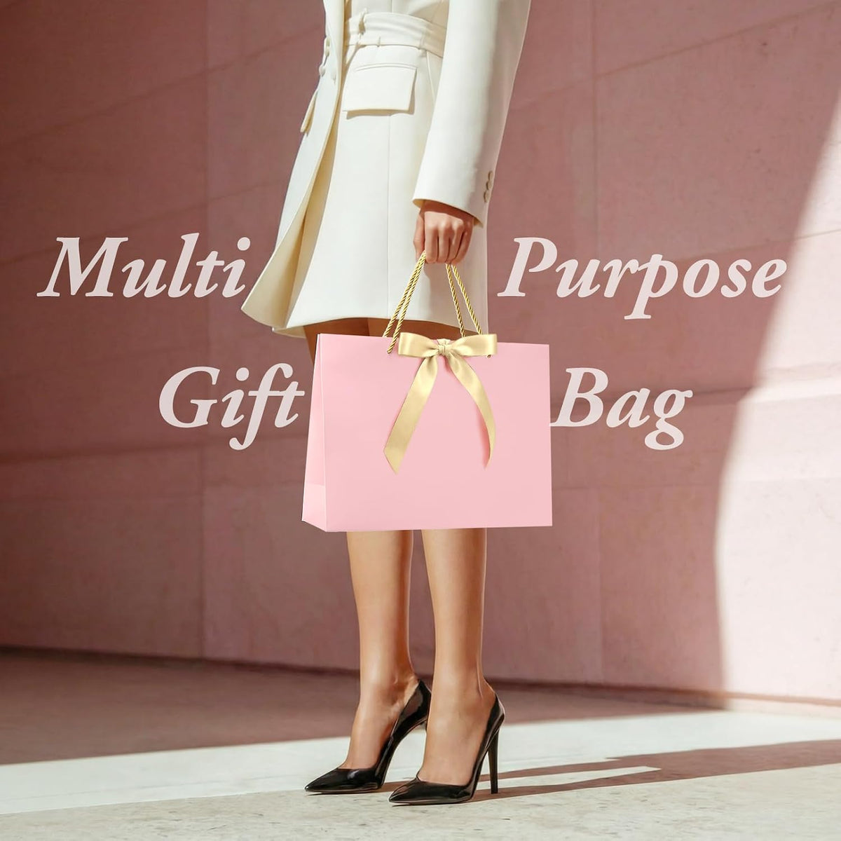 Gift Bags Set with handles Luxury Portable Paper Bag 1Pcs Pink