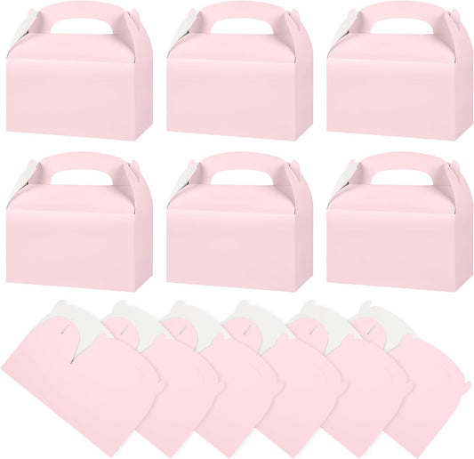 DjinnGlory 36 Pack Pink Party Favor Treat Boxes with Handle for Baby Shower, Birthday, Bridal Shower, Wedding All Occasion, Small Gable Boxes for Small Business 6.18 x 3.58 x 3.38 Inches