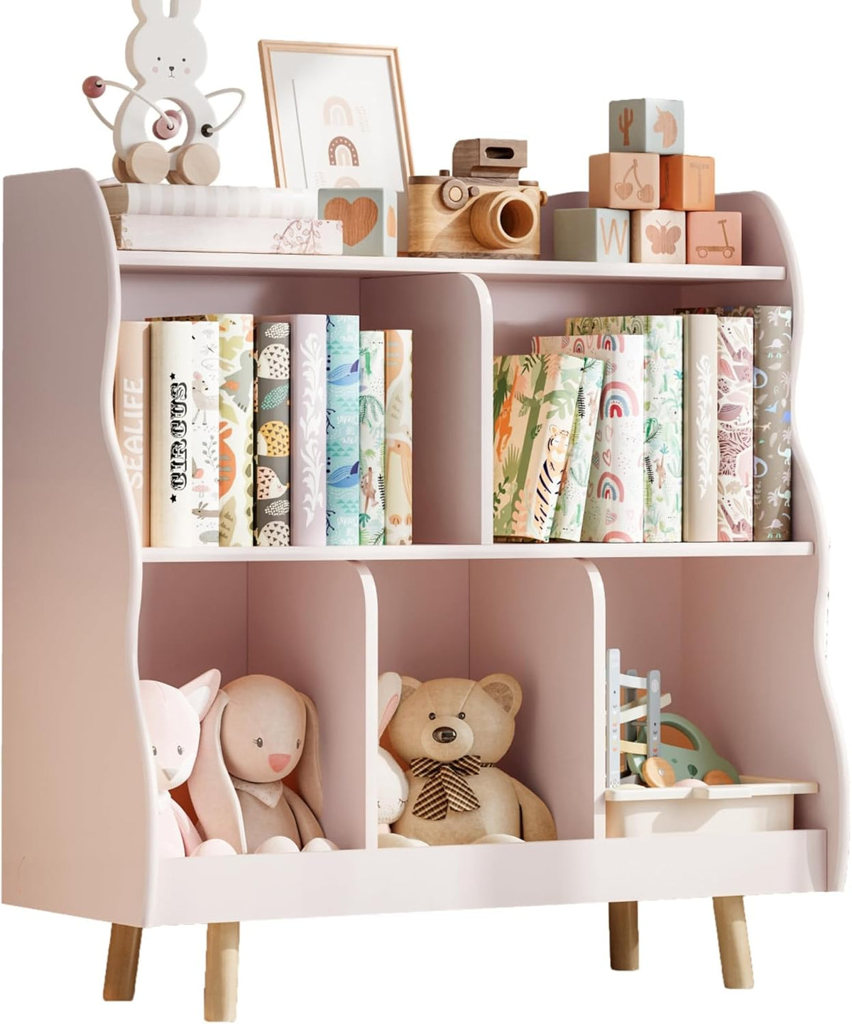 Kids Bookshelf and Toy Storage Orangizer, 3-Tier, Curve