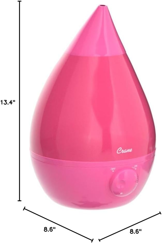 Ultrasonic Humidifiers for Bedroom and Office, 1 Gallon Cool Mist Air Humidifier for Large Room and Home, Humidifier Filters Optional, Pink