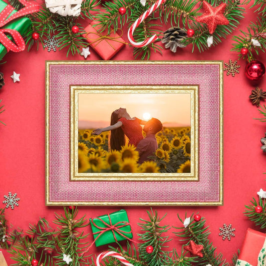 4x6 Picture Frame - Soft Pink Fabric & Vintage Gold Border HD Real Glass with Easel for Tabletop/Wall (Family Photos, Nursery Decor 1 Pack)