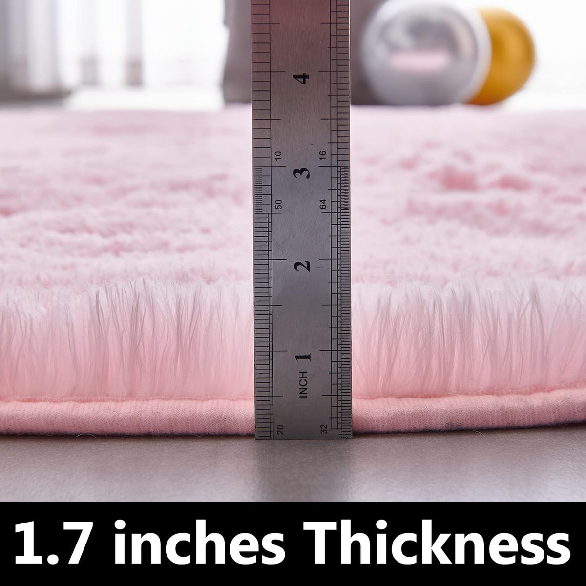 Pink Round Rug Ultra-Soft Plush Modern 4x4 Circle Area Rug for Kid's Bedroom, Fluffy Shag Circular Rug for Nursery Room, Non-Slip Home Decor Cute Pink Carpet for Teen's Room